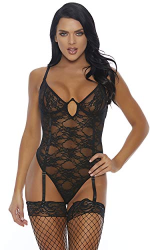 Forplay Laced avec Lust Soutien-Gorge Garter Belt/Panty Noir XL
