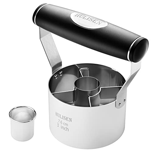 HULISEN Donut Cutter, 3 inch Stainless Steel Doughnut Cutters with Soft Grip Handle and Small Biscuit Cutter, Professional Baking Dough Tools, Gift Package
