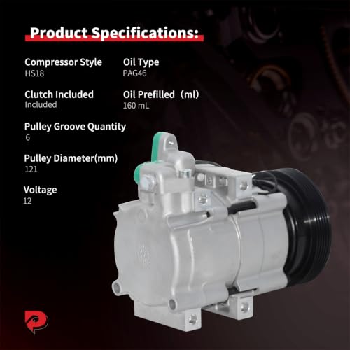 Image of PHOBOOS A /C compressor with Clutch Compatible with Hyundai Sonata 1999-2005 V6 2.5L /2.7L, Tucson 2006-2009 V6 2.7L & Kia Optima 2001-2006 V6 2.5L /2.7L, Magentis 2001 /2002-2006 V6 2.7L, Ref. 4716010