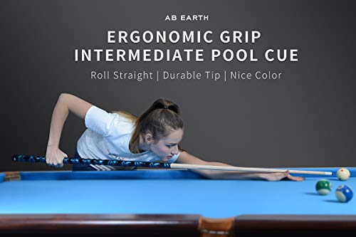 Ab Earth 2-Piece 58" Pool Cue/Pool Stick Ergonomic Design Hardwood Canadian Maple 13Mm Tip 18-21Oz Billiard Cue B1S, Blue 21Oz #TOP1