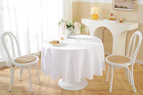Craft And Party 5 Pack Round Tablecloth 120 Inch White Tablecloth, Polyester Fabric Washable Table Cloth for Home, Party, Wedding or Restaurant Use. by Craft And Party - Used condition - Image 4