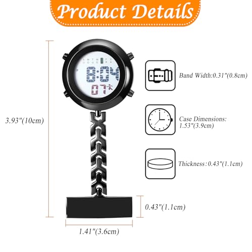 Image of JewelryWe Men Women Digital Clip Watch Mini Microlight Backpack Buckle Belt fob Watches for Rock Climbing Doctors Nurses Chefs for Mother's Day