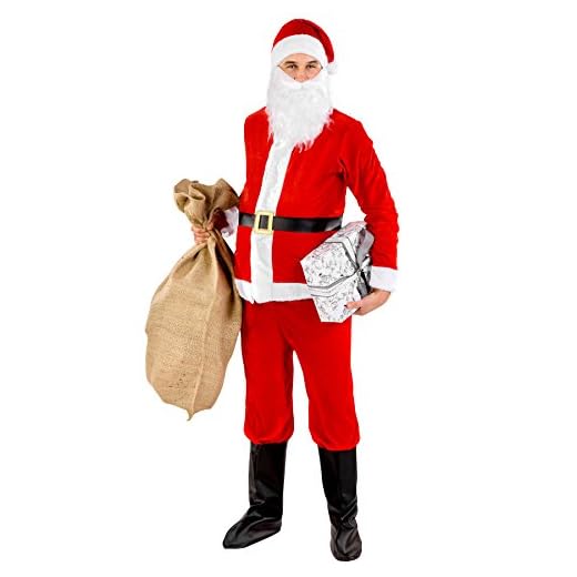 TecTake dressforfun Déguisement de Père Noël pour Homme Santa Claus | avec Une Barbe à élastique | des Revers de Botte en matière synthétique | Un Bonnet Pointu Classique (XXL | no. 300488)