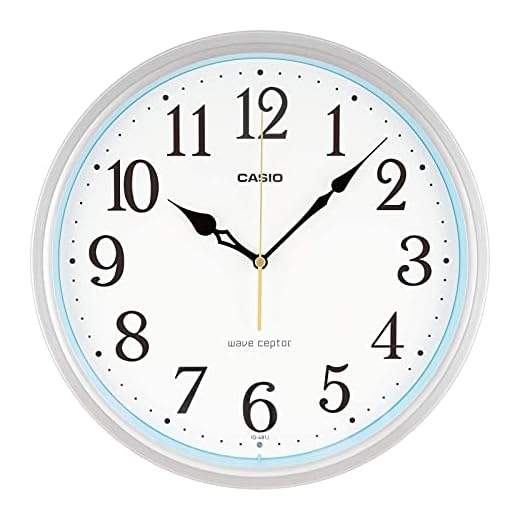 CASIO IQ-481J-8JF Wall Clock, Radio, Silver, Diameter 12.0 inches (30.5 cm), Analog, Night Second Hand Stop