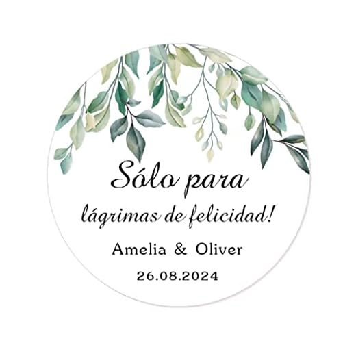 50 PERSONALIZADAS Flor pegatinas de boda - Sólo para lágrimas de felicidad! - 40MM REDONDO Pegatinas de papel tisú/Regalos de invitados para Boda, Bautismo o Comunión - Rd 038 (006)