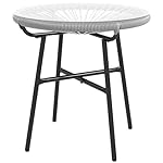 Outsunny Beistelltisch PE-Rattan mit Glasplatte Grau
