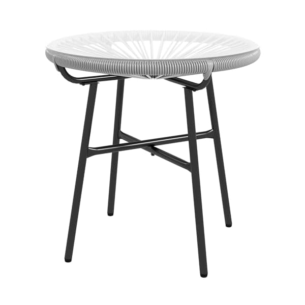 Outsunny Beistelltisch PE-Rattan mit Glasplatte Grau