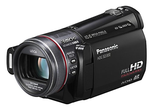 Panasonic HDC-SD300 EG-K Full HD-Camcorder (SD/SDHC-Card, 12-fach opt. Zoom, 6,9 cm (2,7 Zoll) Display) schwarz