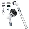 Electric Spin Scrubber,Wire Brush,Waterproof Spin Scrubber with Long Handle, Powerful Motor Cordless Cleaning Brush, Grill Cleaning Brush with Multiple Heads for Sink, Stove, Cabinets, and Kitchen