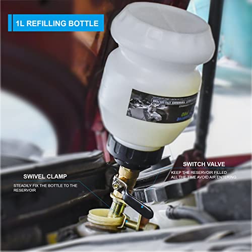 Bremsenentlüftungsgerät Druckluft, 2L BremmsflüßIgkeit Entlüftungsgerät mit 1L Nachfüllflasche, Bremsenentlüfter für Die Meisten Standard- und Abs-Bremssysteme von Kfz, Lastwagen und Motorrad