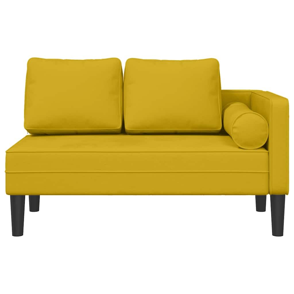 Szezlong z poszewką na poduszkę, żółta, aksamitna, 116,5 x 62 x 57,5 cm, ergonomiczne siedzisko z bardzo elastyczną pianką, w zestawie poduszka lędźwiowa do salonu, biura relaksu