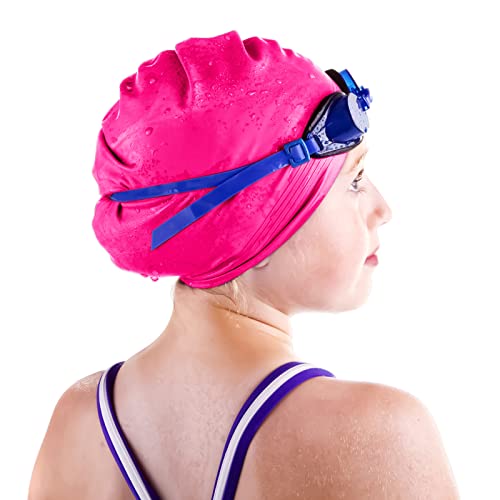 4 Pieces Unisex Adult Swimming Caps For Long Hair, Silicone Swimming Pool Hat For Women Men Adults Bath Swimming Caps For Long Thick Curly Hair Dreadlocks Braids, Black Blue Red Rose Red #TOP3