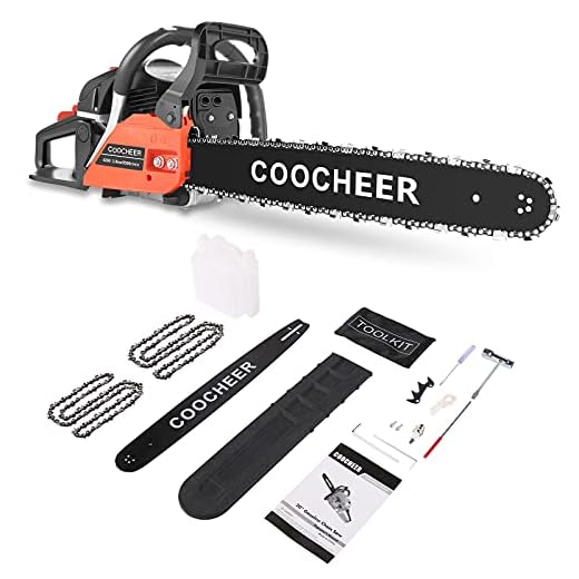 COOCHEER 62CC Gas Chainsaw 20 Inch 2-Cycle Gasoline Powered Chain Saws 3.5 HP Gas Powered Chainsaw with 2 Chains and Tool Kit for Trees Wood Cutting and Tree Trimming