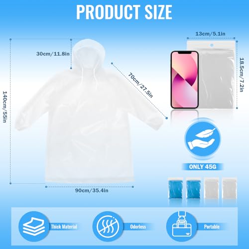 4/6 Pack Disposable Rain Poncho for Kids/Adults - Emergency Rain Poncho with Hood, Ponchos Family Pack for Outdoor4