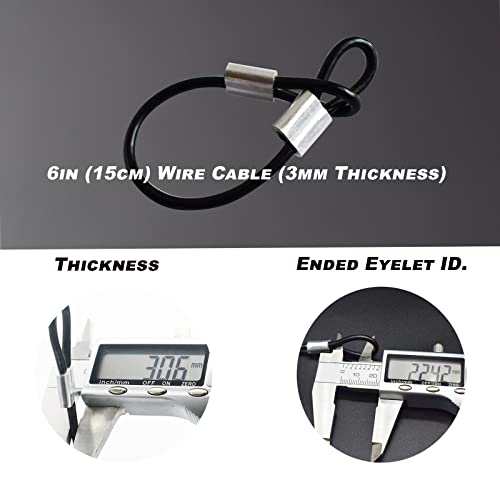 Bytiyar 20 Pcs 6 Inch (15Cm) 3Mm Thickness Stainless Steel Wire Cable With Loops Vinyl Cover Coated Short Rope Lanyard Lock Safety Tether Chains, Black #TOP1