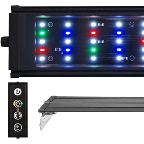 BeamsWork DA FSPEC Gen2 LED Aquarium Light Full Spectrum Dimmer Auto On Off Fixed Timer Multi Color Freshwater 20 24 30 36 48 72 (48 in (120 cm)) Cover