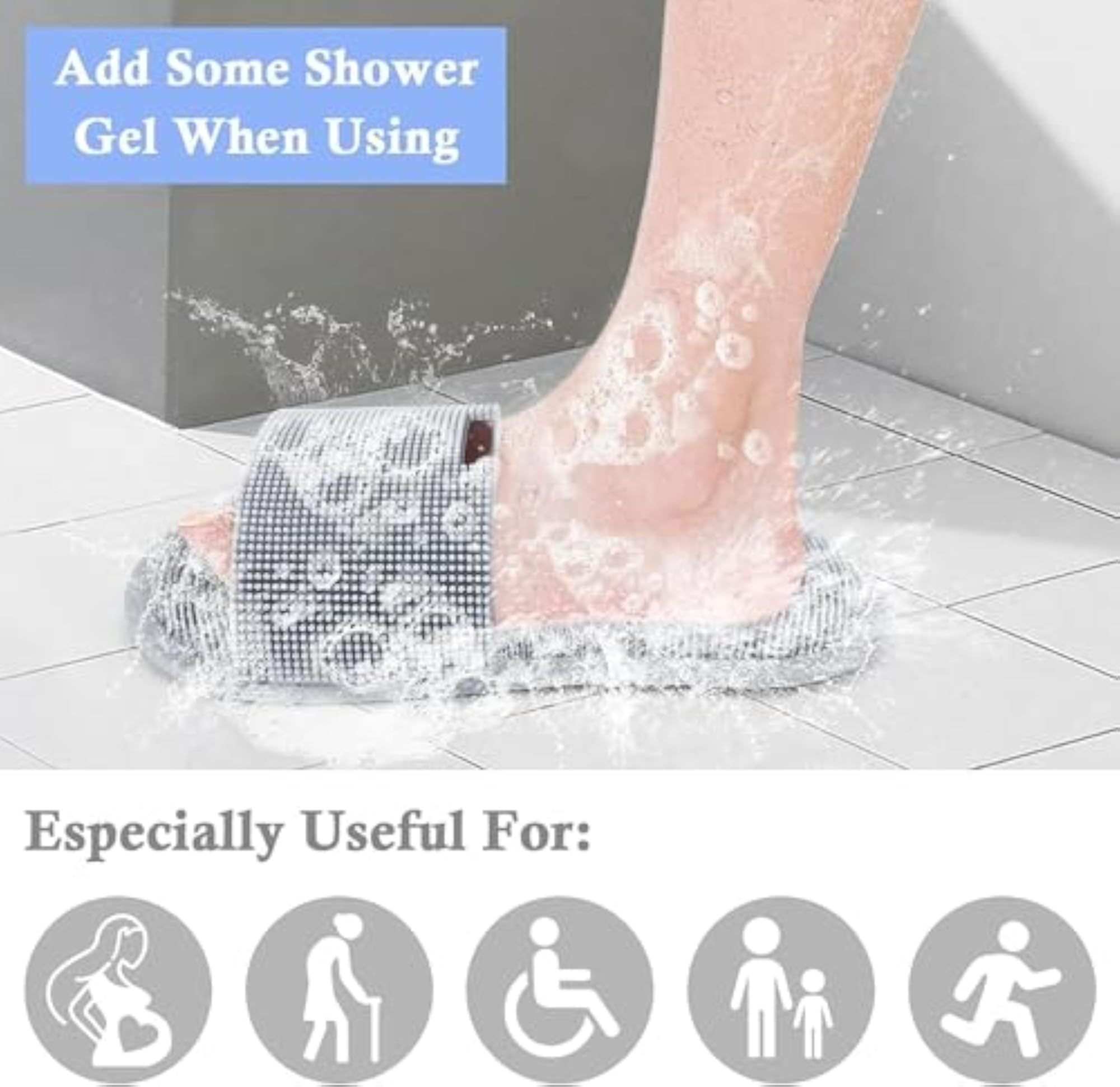 Silicone Shower Foot Scrubber with Suction Cups