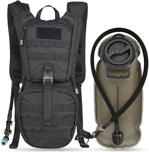 MARCHWAY Tactical Molle Hydration Pack Backpack with 3L TPU Water Bladder, Military Daypack for Cycling, Hiking, Running, Climbing, Hunting, Biking (Black)