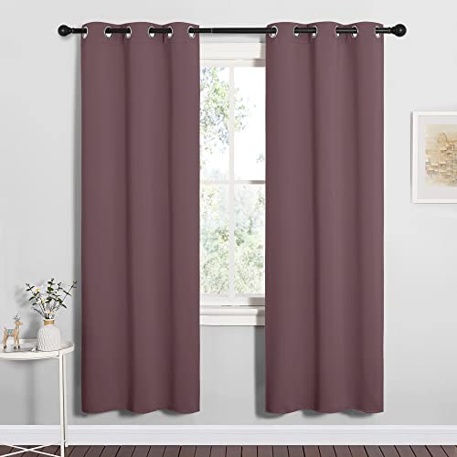 Image of NICETOWN Bedroom Curtain Panels Blackout Draperies, Dry Rose, 1 Pair, 34 by 72-inch, Thermal Insulated Solid Grommet Blackout Curtains /Drapes