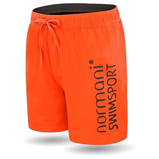 normani Herren Badehose „Nio“ - schnelltrocknende Badeshort aus Nylon mit Reißverschlusstasche [Gr.S-XXL] Farbe Orange Größe XXL