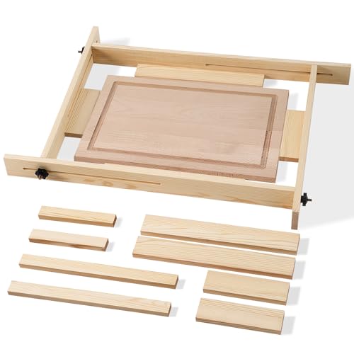 CroBlissful Juice Groove Router Jig with 8 Spacers Adjustable Juice Groove Jig for Cutting Board Up to 22x 29 inches Wooden Router Guide for Making Square Recesses of Cutting Board (Large Light Brown)