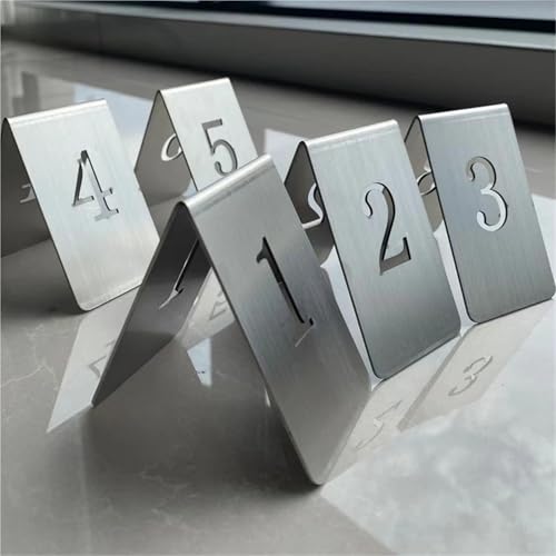 Numéros de table debout double face en acier inoxydable pour restaurant café bar 5 pièces