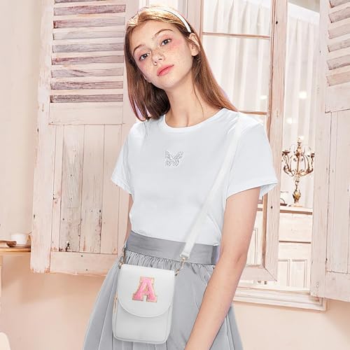 Image of Viverte Crossbody Purse for Teen Girls Small Initial Cell Phone Toddler Purse Leather Triple Compartment Crossbody Bags