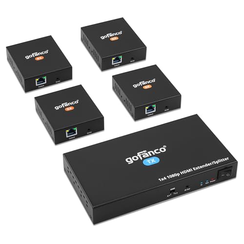 gofanco 1080p 1x4 HDMI Extender Splitter Over CAT5e/6/7 Ethernet Cable