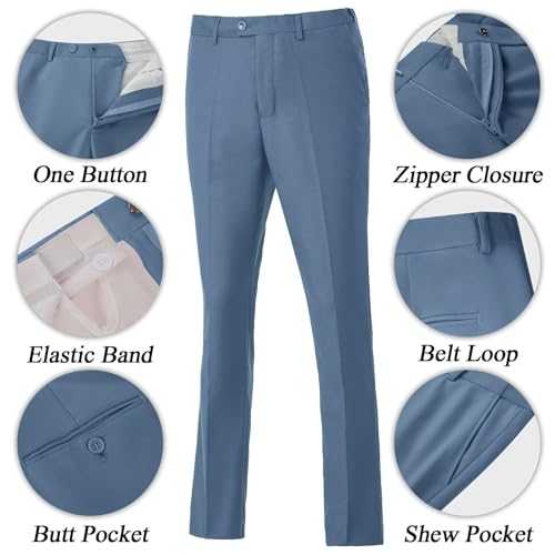Image of Mens Suit Slim Fit 3 Piece Double Breasted Suit Men Formal Tuxedo Set Casual Wedding Prom Groom Suits