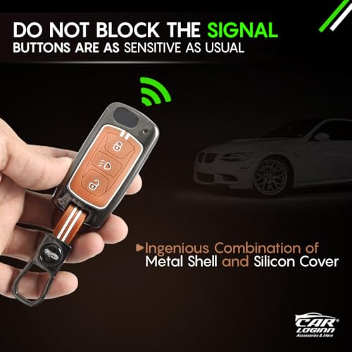 Image of Metal Keycover for Punch, Harrier, Nexon, Altroz, New Safari, Tiago, Tigor - 3 Button Flip Key (Metal Brown)