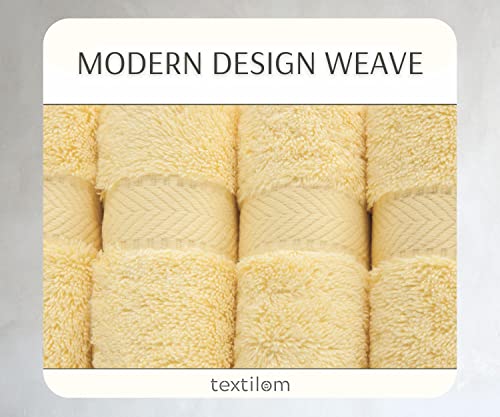 Textilom Turkish Hand Towels For Bathroom – Hotel And Spa Quality & Soft & Absorbent & Quick Dry Bathroom Hand Towels – 100% Cotton Turkish Hand Towel Set Of 4 (16 X 28 Inches) - Yellow #TOP4