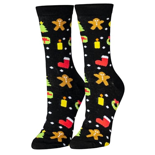 Crazy Socks Christmas Holiday Novelty Crew Socks Medium Gingerbread Candy Cane Gift Graphic Fun Socks for Men Women Teens Xmas Birthday Stocking Stuffer