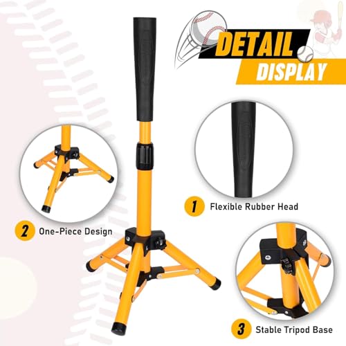 Hikeen Höhenverstellbares Baseball Schlag T-Stück: Baseball Tee mit Stabilem Stativ für Schlagübungen, Baseball-trainingsausrüstung mit Tragetasche für Training
