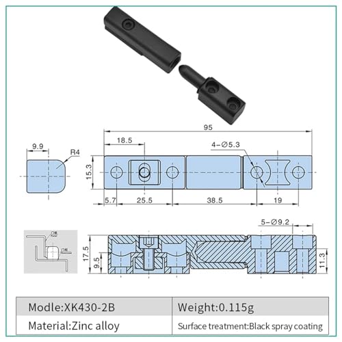 Charnière fendue réglable pour intégration sur coffret électrique noir