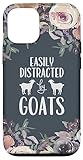 iPhone 12/12 Pro Cute Easily Distracted By Goats with Floral Bouquet on Black Case