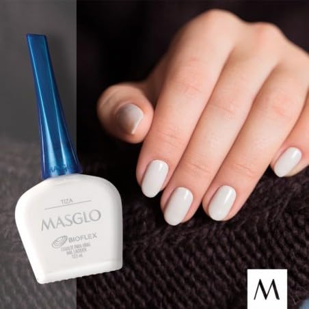 MASGLO Traditional Nail Polish 0.5 Fl. Oz. 3 piece kit with BASE FORTIFIER, color TIZA and TOPCOAT GEL