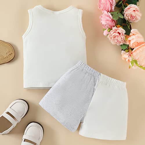 DDDHL 2023 Roupa infantil para meninas sem mangas com estampa de desenho animado tops colete e short
