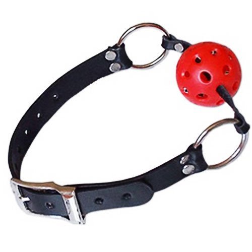 eeddoo® Mund Knebel - Kopfgeschirr - Kinnriemen - Fetisch BDSM Bondage Rollenspiel Sex-Spielzeug - Gag Ball Gags - Kugel - verstellbar -rot (Ballknebel Ring Fetish Mundgag Mundsperre Sklave Beißknebel
