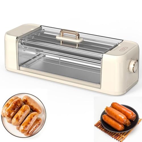 Mini máquina for hacer perritos calientes, máquina for hacer perritos calientes a la parrilla de 500 W for el hogar, perritos calientes multifunción for barbacoa, máquina for hacer salchichas asadas,