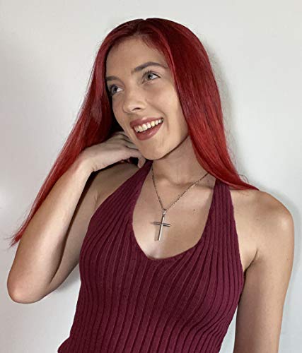 14K White Figaro Chain Style Cross Pendant Necklace Solid Lobster Clasp For Men,Women,Teens. Thin For Charms Choose Length “16”, “18", 20" or 22" Miami Cuban Link Diamond Cut 3MM4