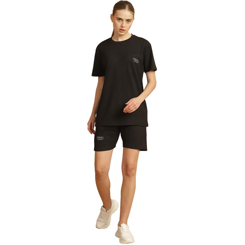 Image of Mack Jonney Solid Polyester Lycra Half sleeves Co-ord Set Trackuit For Women-P
