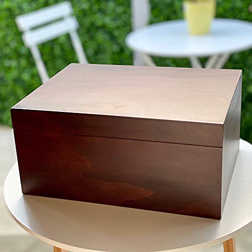 Blake & Lake Large Wooden Box With Hinged Lid - Wood Storage Box With Lid - Wooden Keepsake Box - Decorative Boxes With Lids (Dark Oak) #TOP6