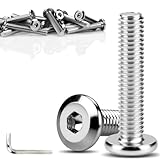 TXXATX 50 Pezzi Viti M5x16 mm Viti Testa Piatta Bulloni Per Mobili Cilindriche Acciaio Zincato con Chiave Esagonale per Letti Lettini Bambini Sedie Veicoli a Motore