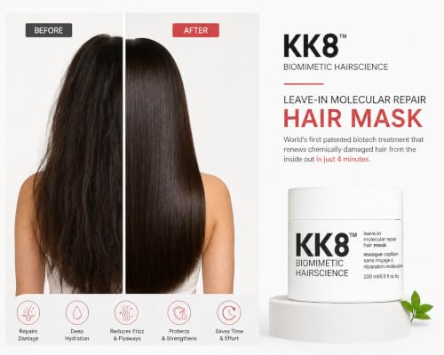 Image of KK8 Leave-In Molecular Repair Hair Mask | Deep Repair Treatment for Dry, Damaged & Frizzy Hair | Strengthens, Smoothens & Restores Hair | 200 ml