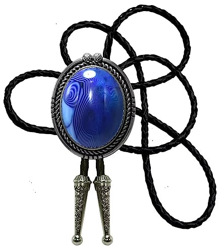 Image of Moranse Bolo Tie with Natural Tiger Eye Stone Celtic Style Genuine and Cowhide Rope