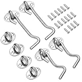 POPETPOP 4 Stück Winddichte Türhaken aus Edelstahl mit Schrauben 2 X 3 Zoll und 2 X 4 Zoll Einfacher Einbau für Fenster und Garagentor im Waschraum