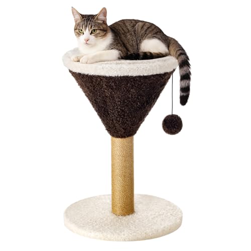 Sosation Espresso Martini Cat Scratcher 19.7" H Cat Scratching Post Scratcher with Dangling Ball for Indoor Cats Scratching Post for Kittens and Medium Large Cats