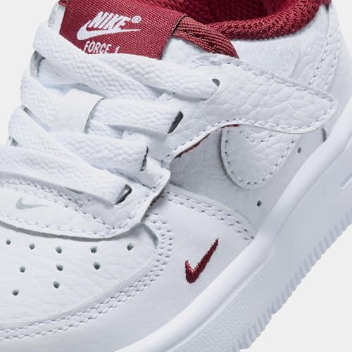 Nike Force 1 Low LV8 EasyOn Infant Toddler Lifestyle Shoes (White/Team Red/White) (HF5511-100,2