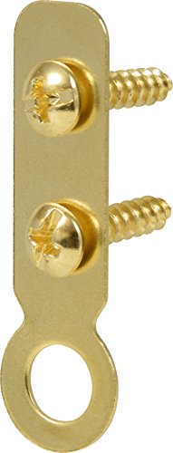 Image of Hillman Large Flat Brass Plated Ring Hanger with Screw 4 Pack 122227