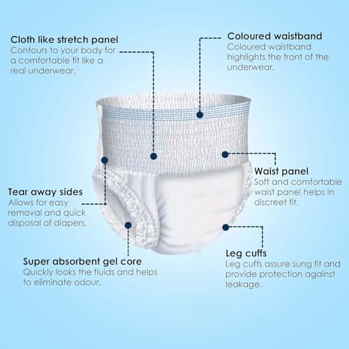 Image of BON BON Premium Unisex Adult Diaper Pant Style Small (Pack Of 4)-40 Count-S-Ultra Leak-Guard With Absorption And Distribution Layer (Adl) And Multi-Strand Leg-Waist Size 19-42 Inch, 48-106 Cm